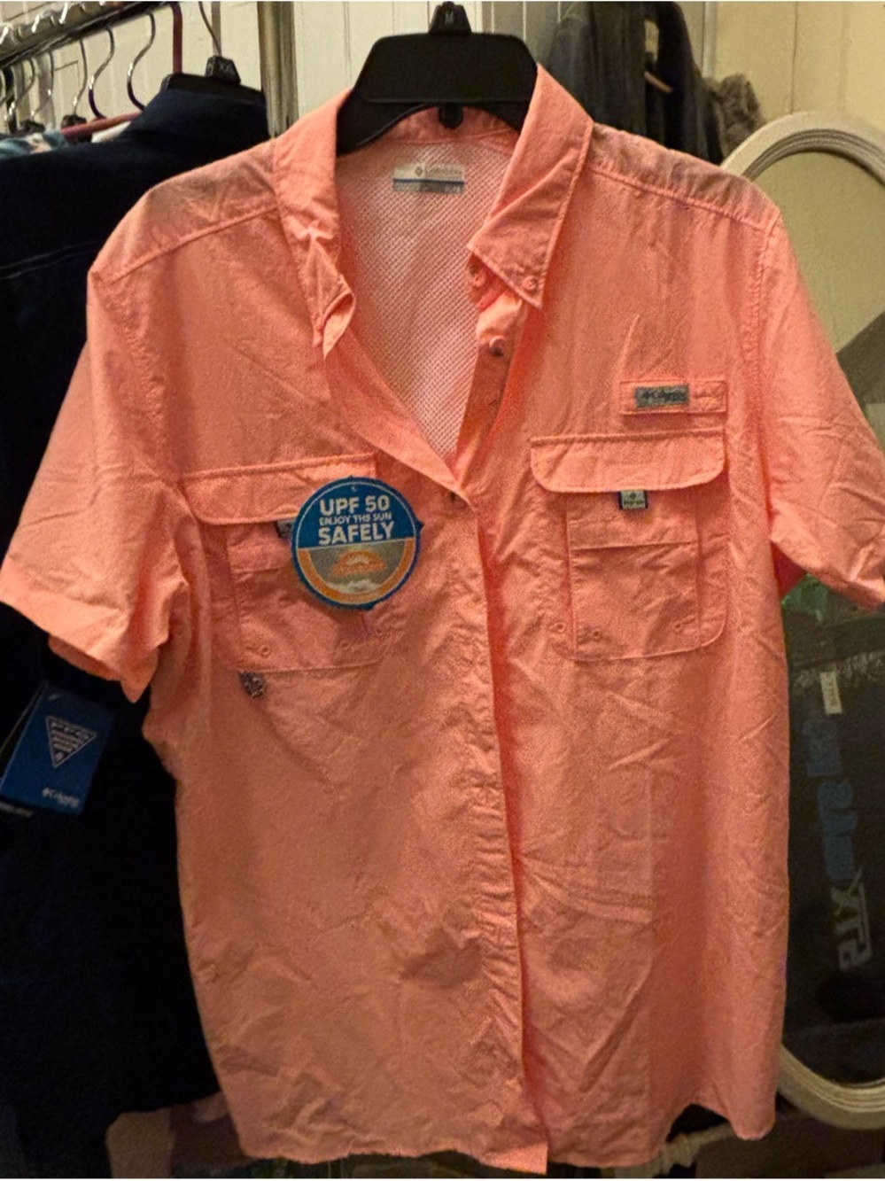 Columbia Women’s Short-Sleeve Button-Down Shirt - Coral